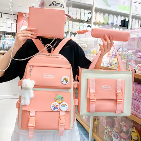 Mochila escolar para adolescentes, conjunto de 4 piezas✨🎒